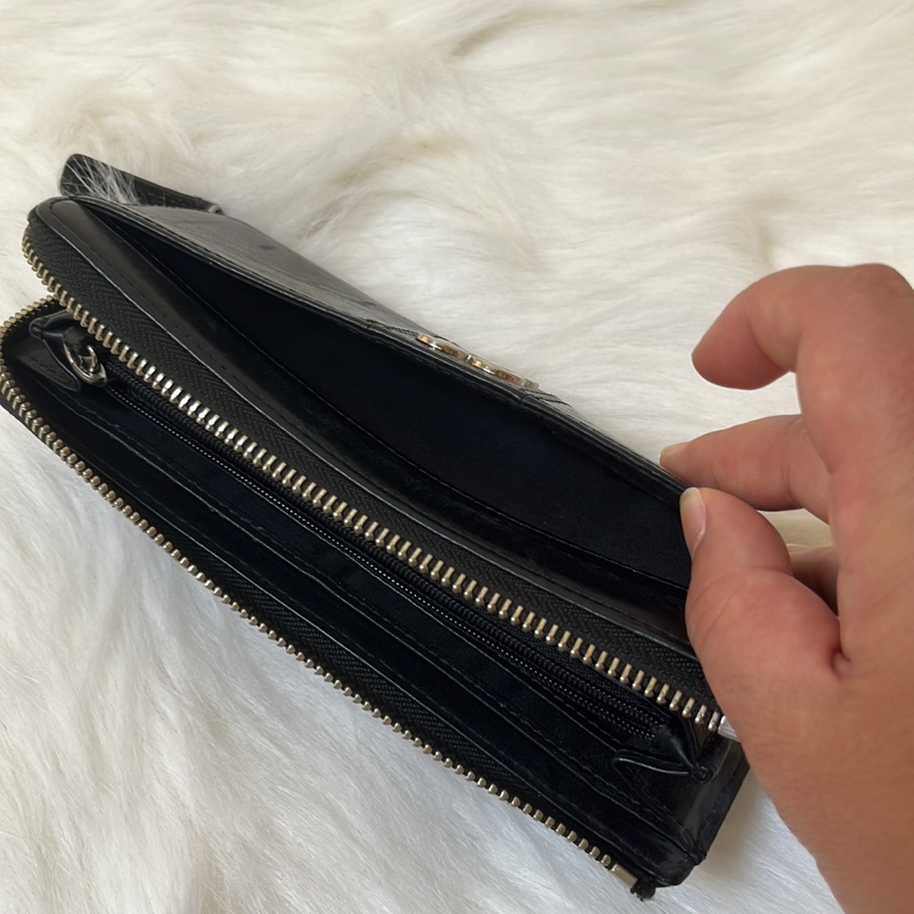 Coach Leather Zip Continental Wallet in Black - Picture 5 of 7